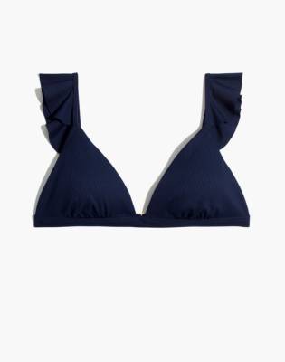 Madewell Second Wave Ribbed Ruffle Strap Bikini Top