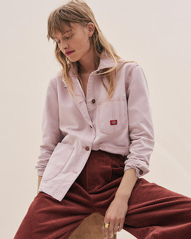 Madewell x Dickies® Workwear Jacket and Pleated Wide-Leg Full-Length Pants.
