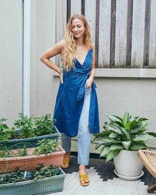 madewell denim wrap dress