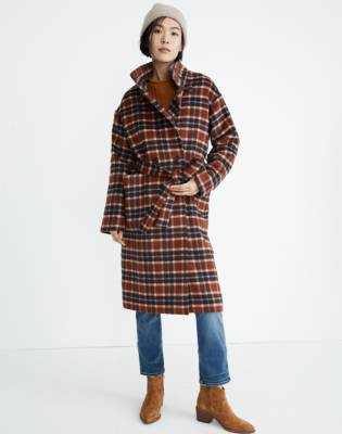 plaid maxi coat