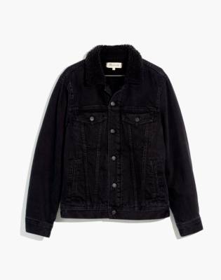 black denim sherpa jacket women's