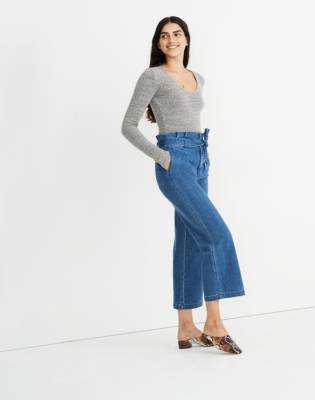 denim paper bag pants