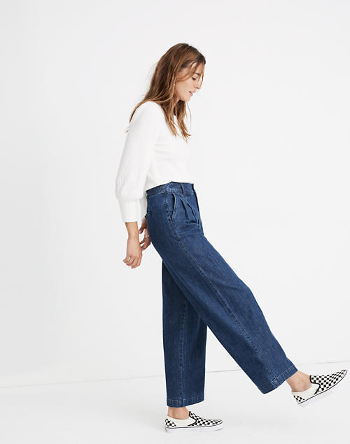 Pleated Wide-Leg Jeans in Seabrook Wash