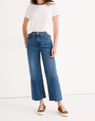 ecru slim wide leg jeans