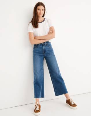 raw hem wide leg jeans