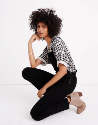 madewell black skinny overalls