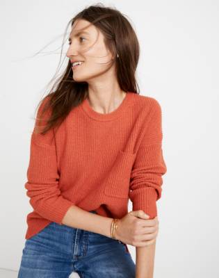 Thompson Pocket Pullover Sweater in heather lipstick image 1