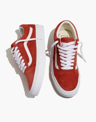 red lace up vans