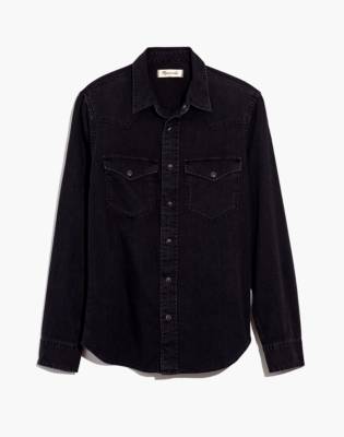 mens black denim western shirt