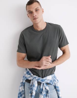 Madewell Garment-dyed Allday Crewneck Tee In Steel Green