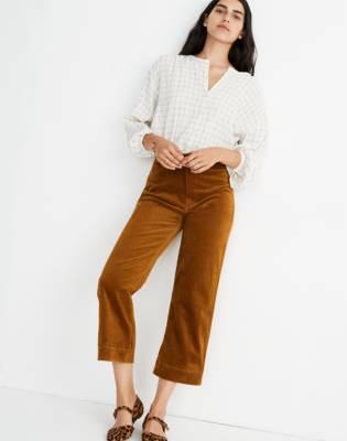 cropped wide leg cord trousers