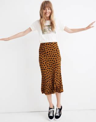 painted spots midi slip skirt