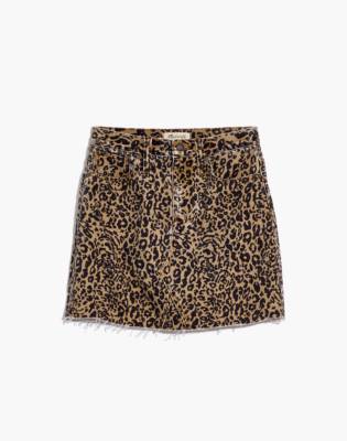 leopard print a line mini skirt