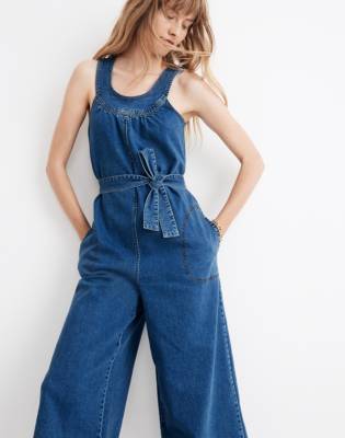 denim halter jumpsuit