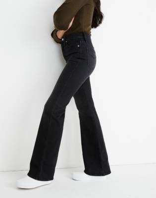 black high rise flare jeans