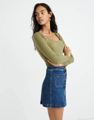 a line denim mini skirt