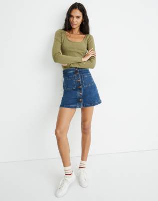 a line denim skirt