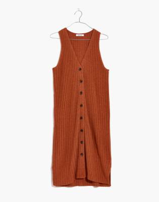 sweater dress with buttons down the front