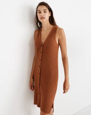 Button-Front Tank Sweater Dress