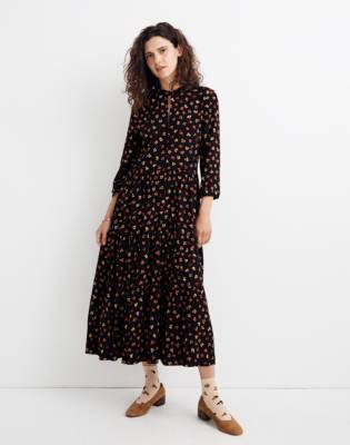 floral tiered midi dress