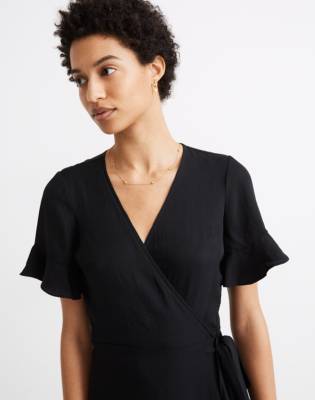 madewell vervain ruffle sleeve wrap dress