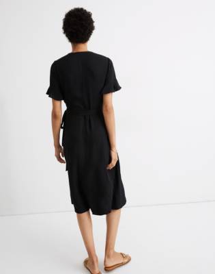 madewell vervain ruffle sleeve wrap dress