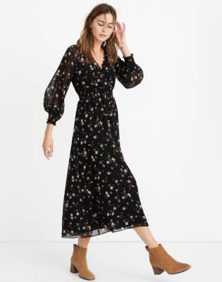 madewell black floral dress