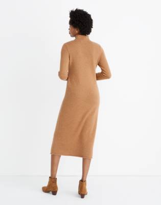 mock neck midi sweater dress