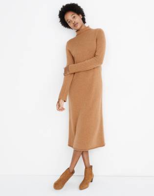 mock neck midi sweater dress