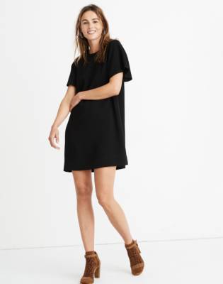 black flutter sleeve dress