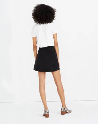 black denim a line mini skirt