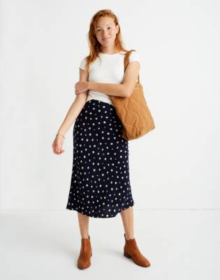 painted spots midi slip skirt