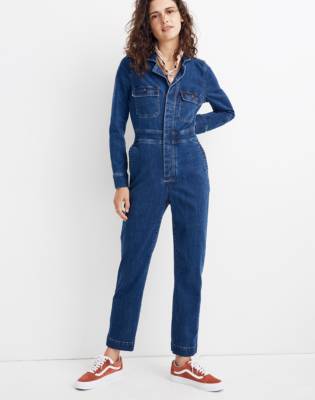 madewell denim slim coverall jumpsuit