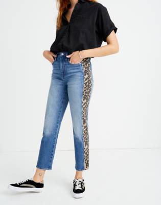 jeans with leopard stripe