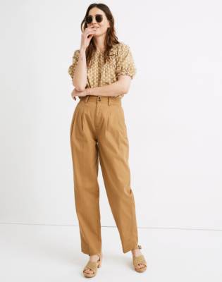 Pleated Taper Wide-Leg Pants