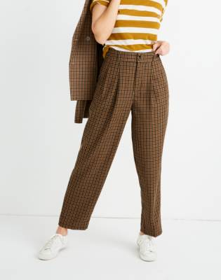 plaid tapered pants womens