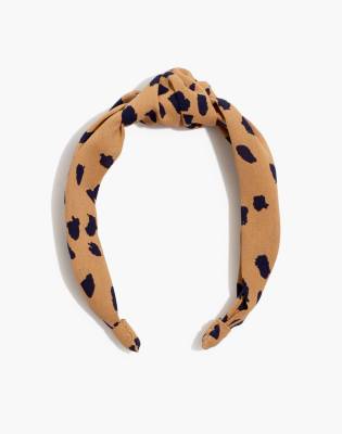 Madewell Knotted Covered Headband In Leopard Multi