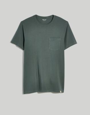 Mw Garment-dyed Allday Crewneck Pocket Tee In Architect Green