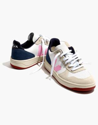 navy and pink sneakers