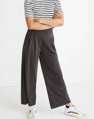 madewell plaid pleated wide leg pants