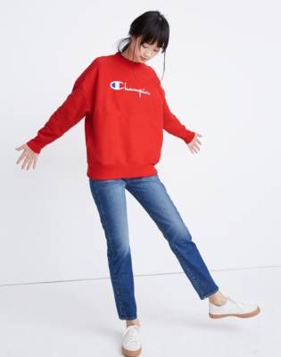 champion script oversized crew neck sweatshirt