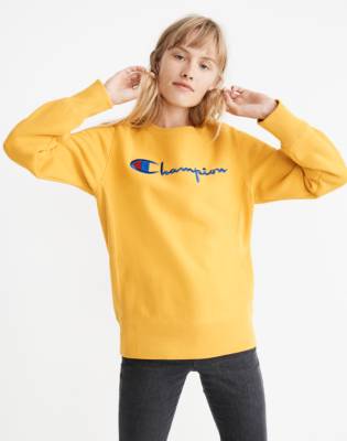 yellow crew neck champion sweatshirt