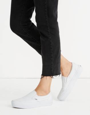 white slip on sneakers platform