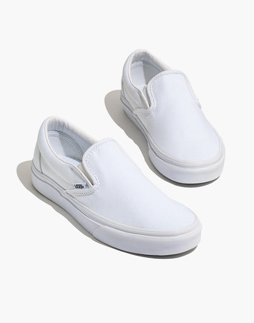 sko fugtighed Forretningsmand Vans® Unisex Classic Slip-On Platform Sneakers in White Canvas