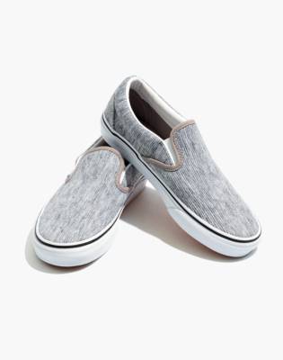 Unisex Classic Slip-On Sneakers in Grey Rib