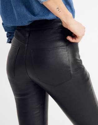 high waisted leather skinny jeans