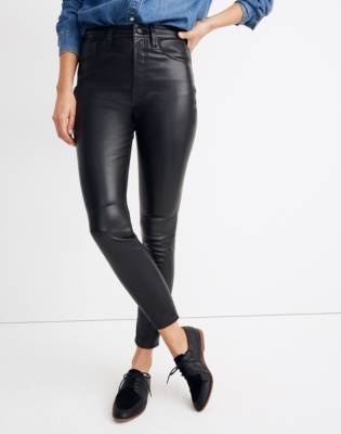 leather high waisted skinny jeans