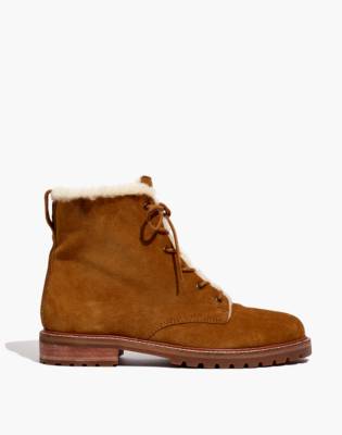 shearling lace up boots