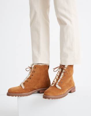 sherpa lined lace up boots