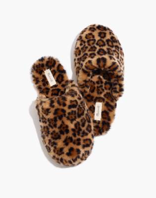 The Scuff Slipper in Leopard Faux Fur